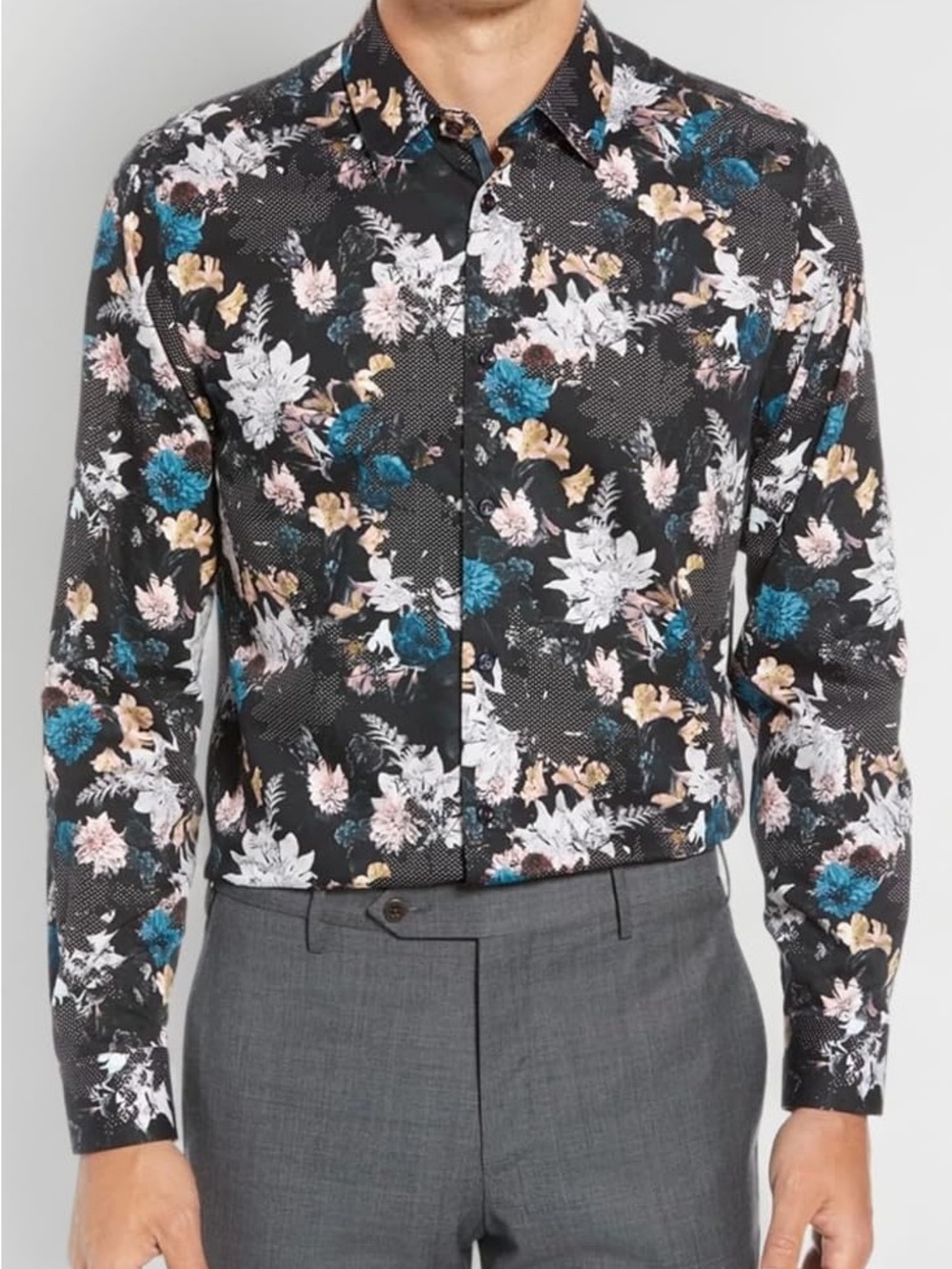 TED BAKER MEN’S FLORAL DRESS SHIRT